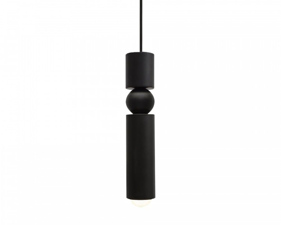 HMR Mini Cylinder Single-Light Pendant Light - Black