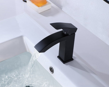 HMR Single Hole Deck Mounted Bathroom Sink Faucet - Black