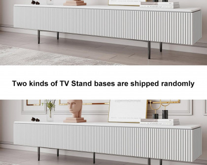 HMR Modern 70.9" TV Stand with Drawers Line Media Console with Black Metal Legs - White