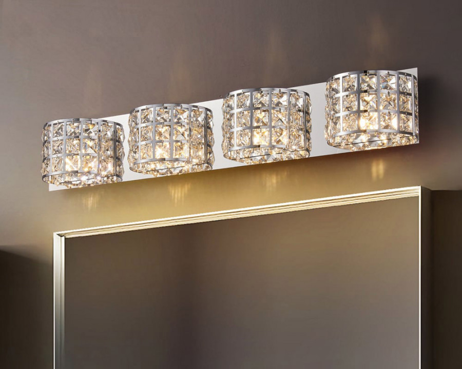 HMR Modern Crystals 4-Light Bath Vanity Wall Light