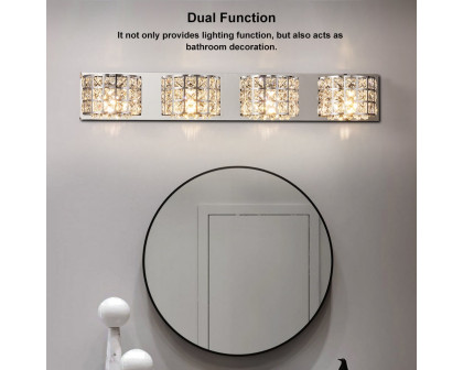 HMR Modern Crystals 4-Light Bath Vanity Wall Light