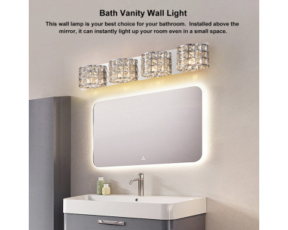 HMR Modern Crystals 4-Light Bath Vanity Wall Light