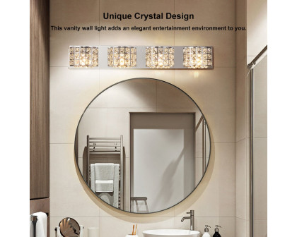 HMR Modern Crystals 4-Light Bath Vanity Wall Light