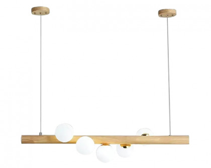 HMR Modern Linear 5-Light Kitchen Island Pendant Light Glass Globe