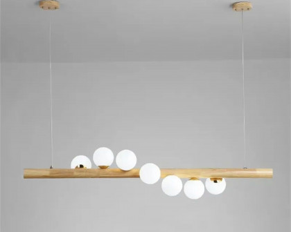 HMR Modern Linear 7-Light Kitchen Island Pendant Light Glass Globe - White