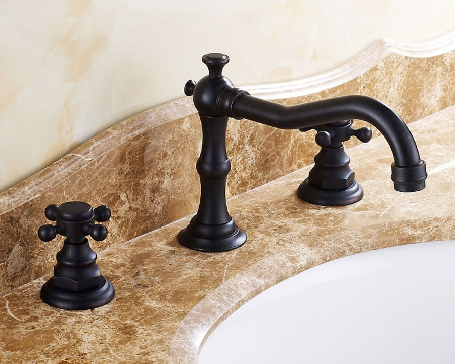 HMR Chester Traditional Double Handle Bathroom Widespread Sink Faucet - Antique Black