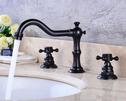 HMR Chester Traditional Double Handle Bathroom Widespread Sink Faucet - Antique Black