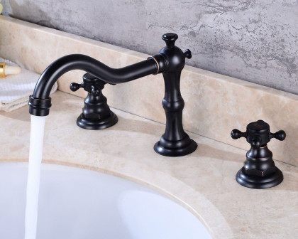 HMR Chester Traditional Double Handle Bathroom Widespread Sink Faucet - Antique Black