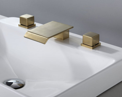 HMR Moda Waterfall Widespread Bathroom Sink Faucet with Square Double Handle - Brushed Gold, Brass