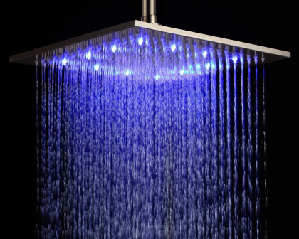 HMR Modern 12" Square Ceiling Mount Rain Shower Head with LED