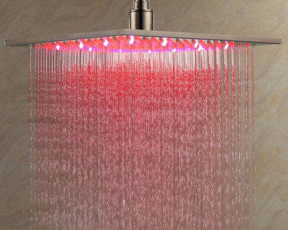 HMR Modern 12" Square Ceiling Mount Rain Shower Head with LED