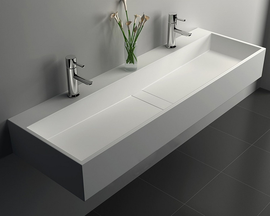 HMR 47" Wall-Mount Floating Trough Bathroom Sink