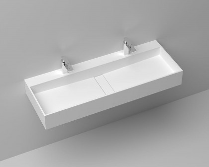 HMR 47" Wall-Mount Floating Trough Bathroom Sink - Matte White