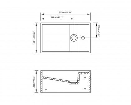 HMR Bathroom Ramped Sink with Towel Bar - Glossy White