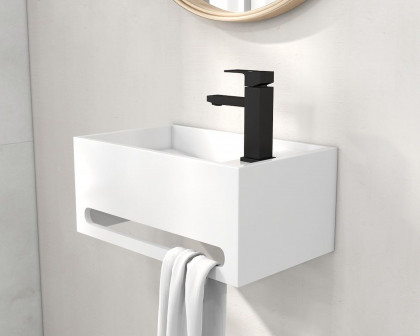 HMR Bathroom Ramped Sink with Towel Bar - Glossy White