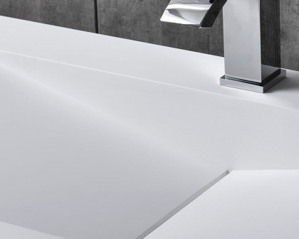 HMR Wall-Mount Floating Bathroom V-Shaped Sink - Glossy White