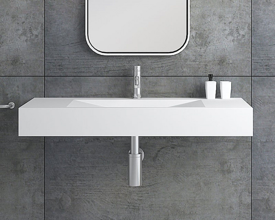 HMR Wall-Mount Floating Bathroom V-Shaped Sink