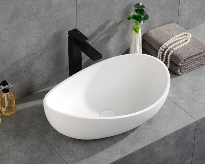 HMR Modern Bathroom Vessel Sink with Pop Up Drain - Glossy White