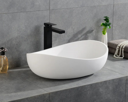 HMR Modern Bathroom Vessel Sink with Pop Up Drain - Glossy White