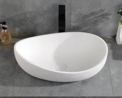 HMR Modern Bathroom Vessel Sink with Pop Up Drain - Glossy White