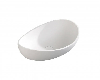 HMR Modern Bathroom Vessel Sink with Pop Up Drain - Glossy White