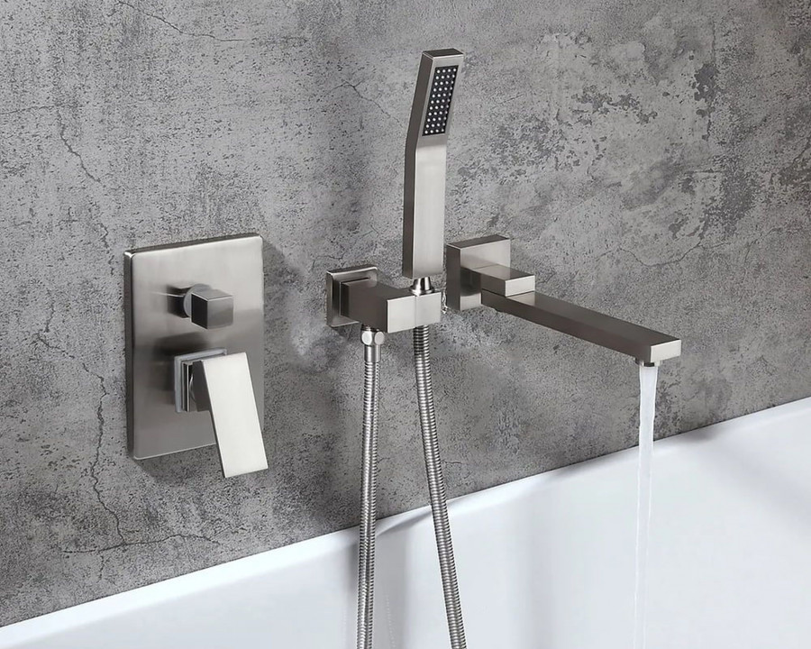 HMR Ultramodern Wall Mounted Swirling Tub Filler Faucet with Hand Shower