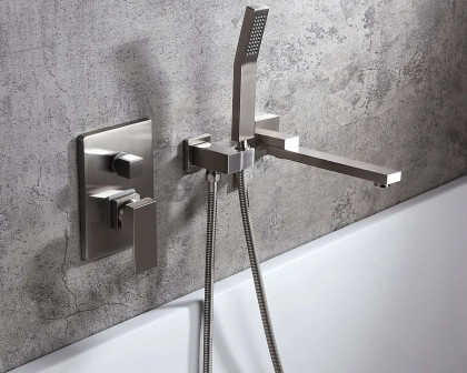 HMR Ultramodern Wall Mounted Swirling Tub Filler Faucet with Hand Shower