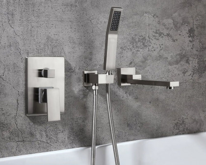 HMR Ultramodern Wall Mounted Swirling Tub Filler Faucet with Hand Shower