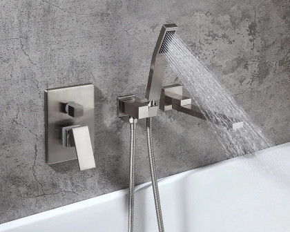 HMR Ultramodern Wall Mounted Swirling Tub Filler Faucet with Hand Shower