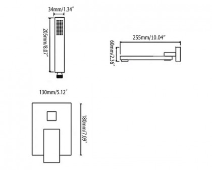 HMR Ultramodern Wall Mounted Swirling Tub Filler Faucet with Hand Shower