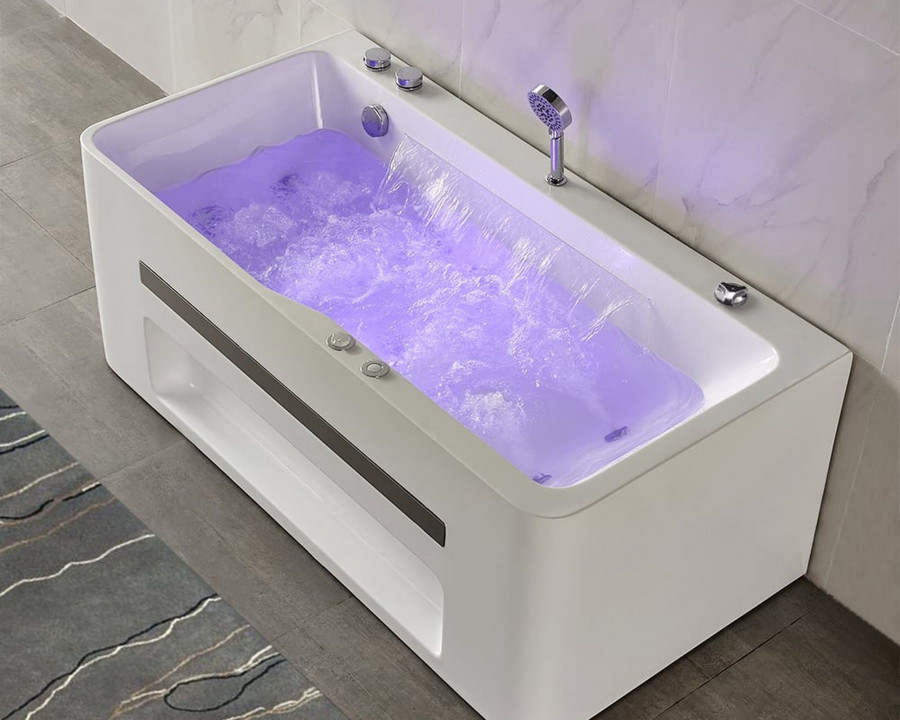 HMR 67'' Massage Bathtub with Ambient Lighting 97-Gallon Capacity