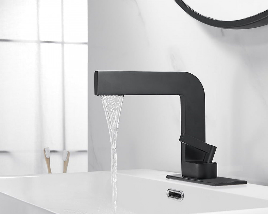 HMR Waterfall Single Handle Bathroom Sink Faucet with Escutcheon