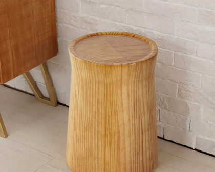 HMR Small Cottage Round Side Table - Beige, Wood