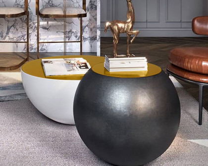 HMR Modern Round Coffee Table with Yellow Top