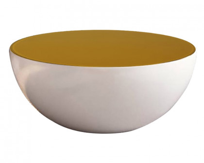 HMR Modern Round Coffee Table with Yellow Top - White