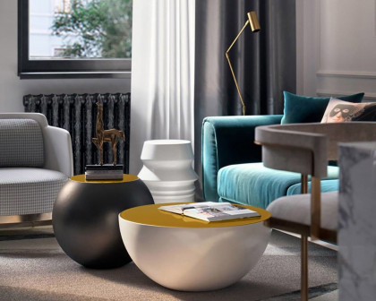 HMR Modern Round Coffee Table with Yellow Top