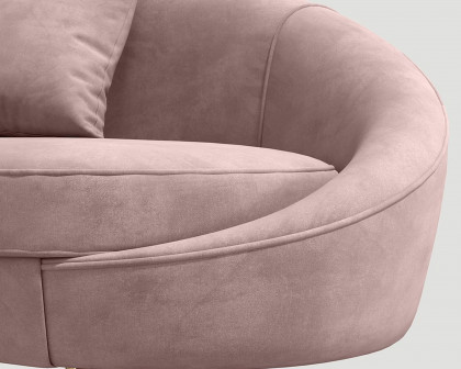 HMR Modern 83" Curved Sofa with Velvet Upholstery and Toss Pillow - Pink