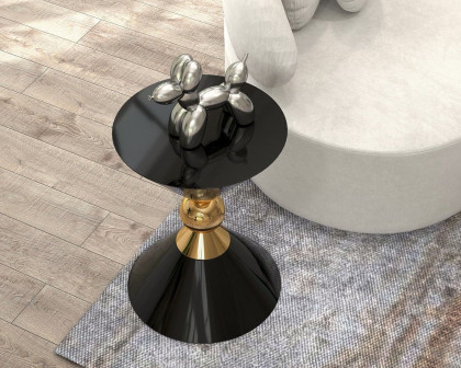 HMR Modern 18" Round End Table of Hourglass Fiberglass - Black