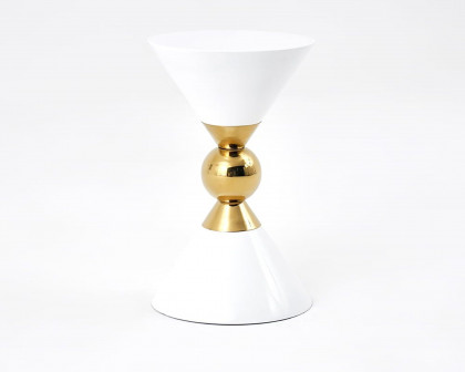 HMR Modern 13" Round End Table of Hourglass Fiberglass - White