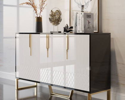 HMR Aro Series Modern 59.1" Affordable Sideboard with Storage - White/Black