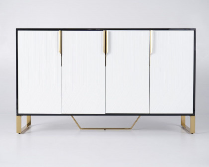 HMR Aro Series Modern 59.1" Affordable Sideboard with Storage - White/Black