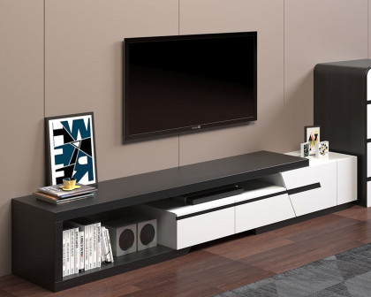 HMR Pinkle Series Modern Extendable TV Stand - White/Black