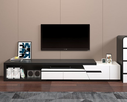 HMR Pinkle Series Modern Extendable TV Stand - White/Black