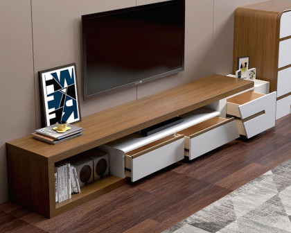 HMR Pinkle Series Modern Extendable TV Stand - White/Walnut