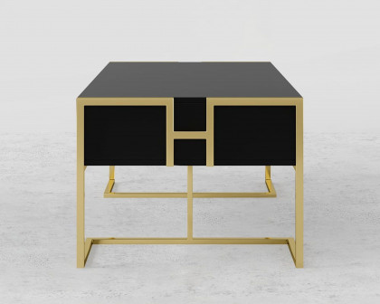 HMR Jocise Modern Rectangular Coffee Table - Black/Gold