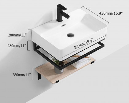 HMR Modern Floating 20" Bathroom Vanity with Single Sink and Shelf Space Saving