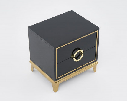 HMR Tile Modern Nightstand with 2 Drawers - Black