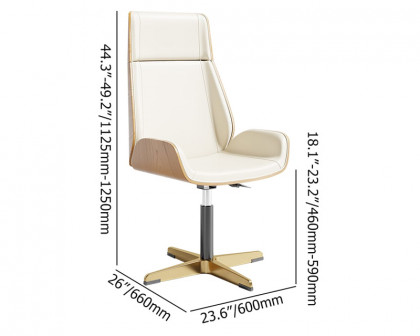 HMR Modern Home Office Chair with Upholstered High Back - Beige, Leather