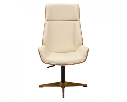 HMR Modern Home Office Chair with Upholstered High Back - Beige, Leather