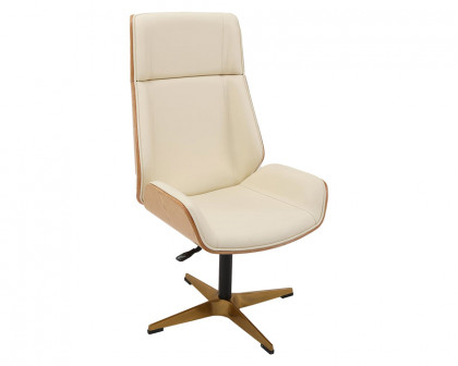 HMR Modern Home Office Chair with Upholstered High Back - Beige, Leather